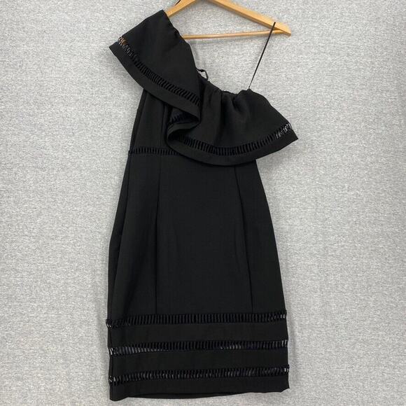 Endless Rose Dress Womens Small Black One Shoulder Ruffled Cut Out Hemline - Picture 3 of 11
